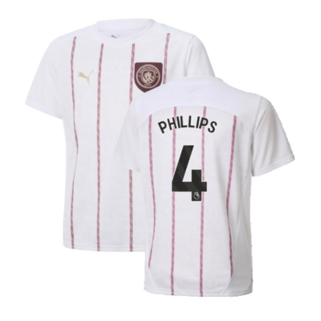 2024-2025 Man City Prematch SS Jersey (White) - Kids (Phillips 4)