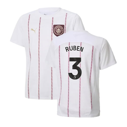 2024-2025 Man City Prematch SS Jersey (White) - Kids (Ruben 3)