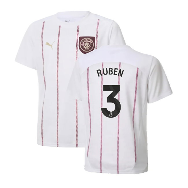 2024-2025 Man City Prematch SS Jersey (White) - Kids (Ruben 3)