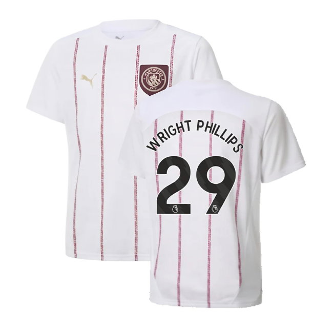 2024-2025 Man City Prematch SS Jersey (White) - Kids (Wright Phillips 29)
