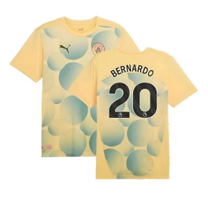 2024-2025 Man City Prematch SS Shirt (Flaxen) (Bernardo 20)