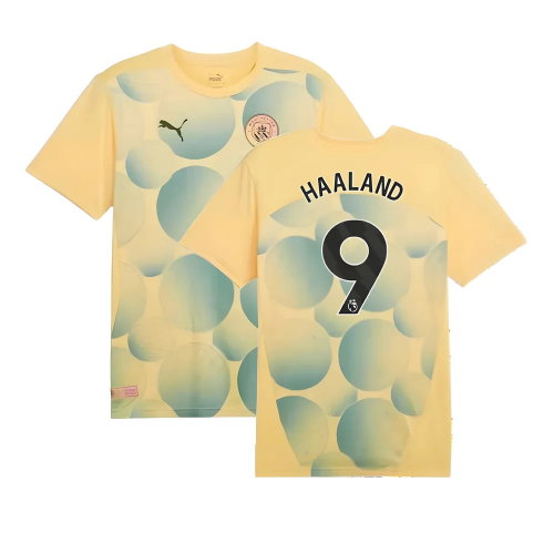 2024-2025 Man City Prematch SS Shirt (Flaxen) (Haaland 9)