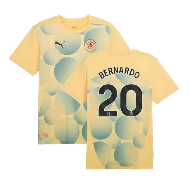 2024-2025 Man City Prematch SS Shirt (Flaxen) - Kids (Bernardo 20)