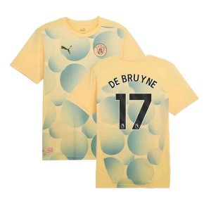 2024-2025 Man City Prematch SS Shirt (Flaxen) - Kids (De Bruyne 17)