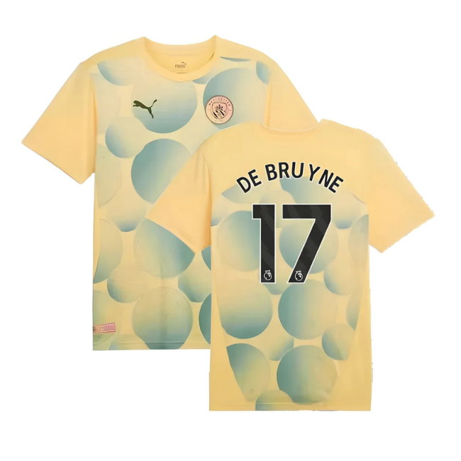 2024-2025 Man City Prematch SS Shirt (Flaxen) - Kids (De Bruyne 17)