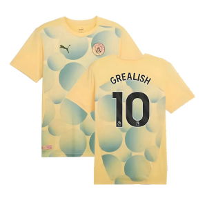 2024-2025 Man City Prematch SS Shirt (Flaxen) - Kids (Grealish 10)
