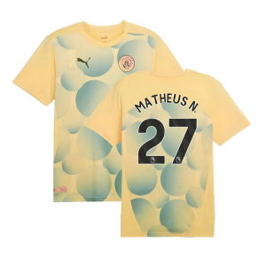 2024-2025 Man City Prematch SS Shirt (Flaxen) - Kids (Matheus N. 27)