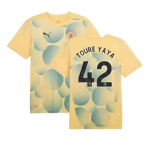 2024-2025 Man City Prematch SS Shirt (Flaxen) (Toure Yaya 42)