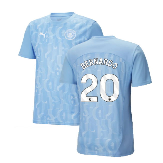2024-2025 Man City Prematch SS Shirt (Light Blue) (Bernardo 20)