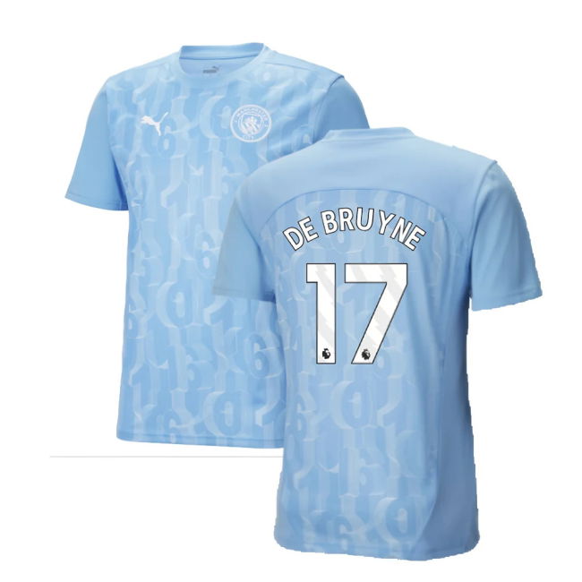 2024-2025 Man City Prematch SS Shirt (Light Blue) (De Bruyne 17)