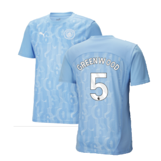 2024-2025 Man City Prematch SS Shirt (Light Blue) (Greenwood 5)