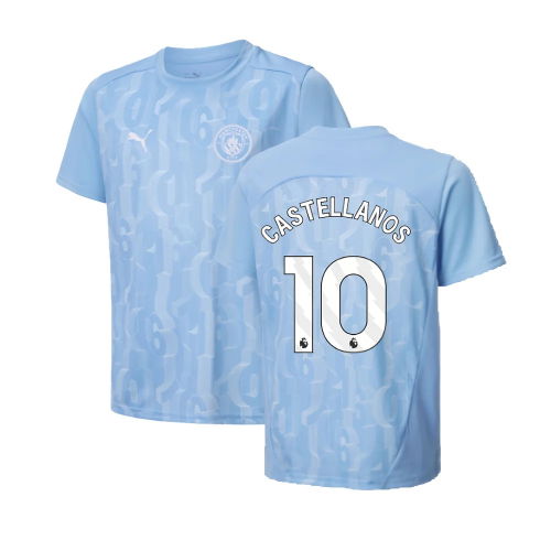 2024-2025 Man City Prematch SS Shirt (Light Blue) - Kids (Castellanos 10)