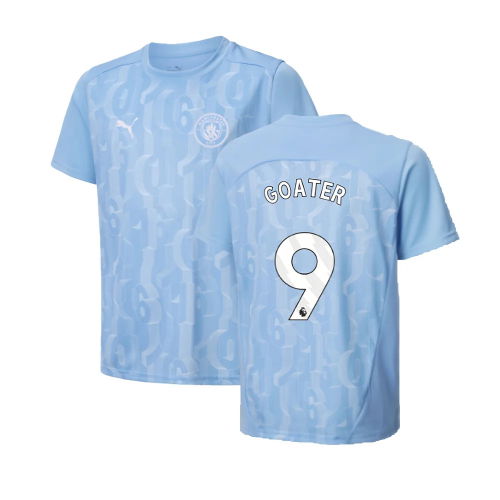 2024-2025 Man City Prematch SS Shirt (Light Blue) - Kids (Goater 9)