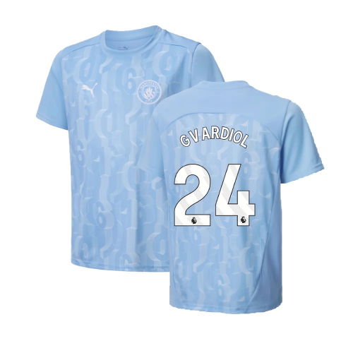 2024-2025 Man City Prematch SS Shirt (Light Blue) - Kids (Gvardiol 24)