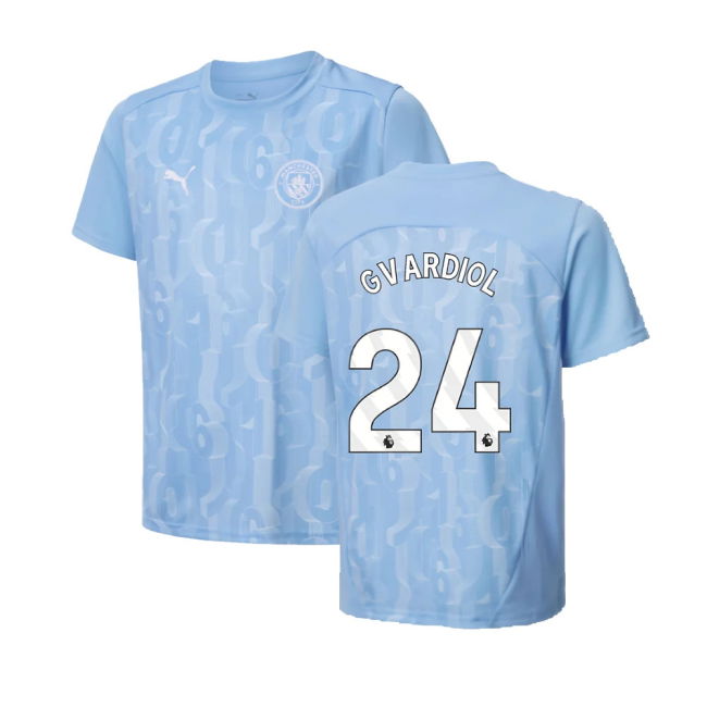 2024-2025 Man City Prematch SS Shirt (Light Blue) - Kids (Gvardiol 24)