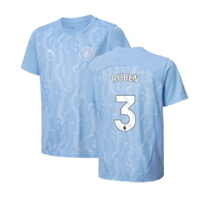 2024-2025 Man City Prematch SS Shirt (Light Blue) - Kids (Ruben 3)