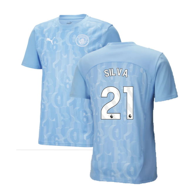 2024-2025 Man City Prematch SS Shirt (Light Blue) (Silva 21)