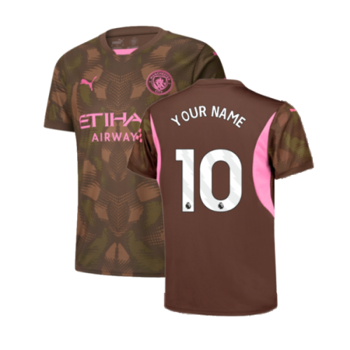 2024-2025 Man City Third Goalkeeper Shirt (Espresso Brown) - Kids (Your Name)