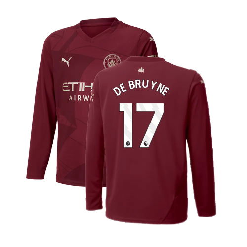 2024-2025 Man City Third Long Sleeve Shirt (Kids) (De Bruyne 17)