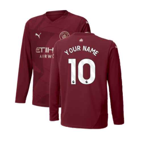 2024-2025 Man City Third Long Sleeve Shirt (Kids) (Your Name)