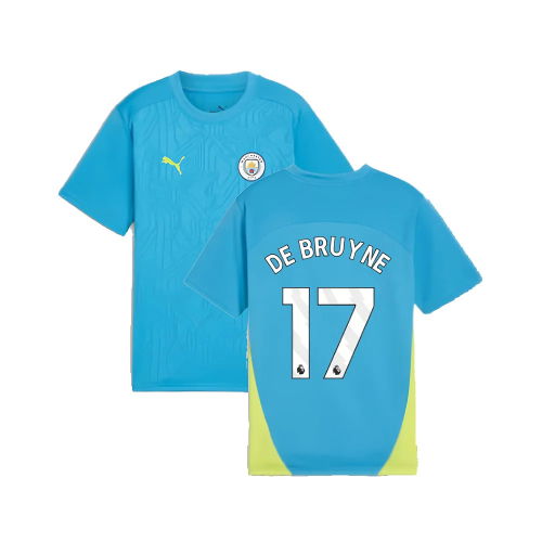 2024-2025 Man City Training Shirt (Magic Blue) - Kids (De Bruyne 17)