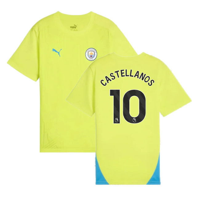 2024-2025 Man City Training Shirt (Yellow Glow) - Kids (Castellanos 10)