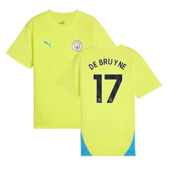 2024-2025 Man City Training Shirt (Yellow Glow) - Kids (De Bruyne 17)