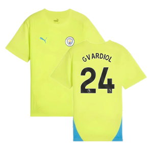 2024-2025 Man City Training Shirt (Yellow Glow) - Kids (Gvardiol 24)