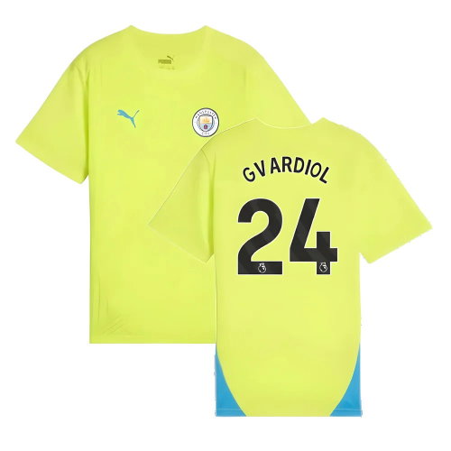 2024-2025 Man City Training Shirt (Yellow Glow) - Kids (Gvardiol 24)