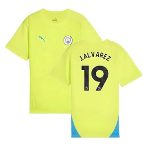 2024-2025 Man City Training Shirt (Yellow Glow) - Kids (J.Alvarez 19)