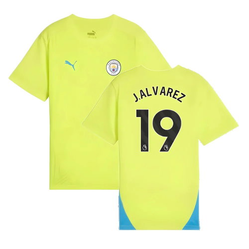 2024-2025 Man City Training Shirt (Yellow Glow) - Kids (J.Alvarez 19)