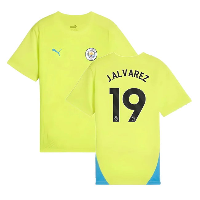 2024-2025 Man City Training Shirt (Yellow Glow) - Kids (J.Alvarez 19)