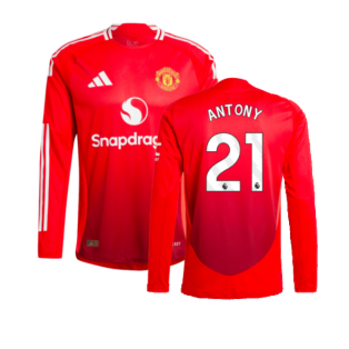 2024-2025 Man Utd Authentic Long Sleeve Home Shirt (Antony 21)