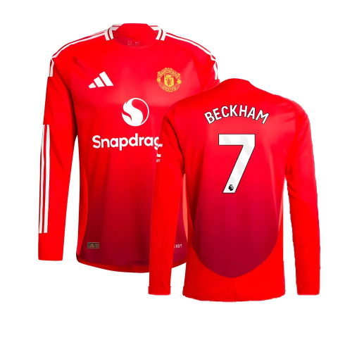 2024-2025 Man Utd Authentic Long Sleeve Home Shirt (Beckham 7)