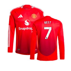 2024-2025 Man Utd Authentic Long Sleeve Home Shirt (Best 7)