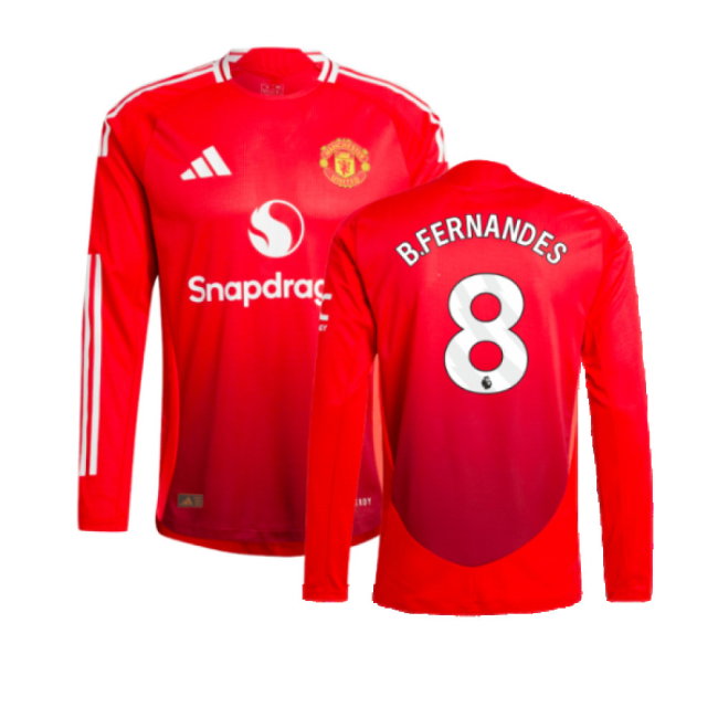 2024-2025 Man Utd Authentic Long Sleeve Home Shirt (B.Fernandes 8)