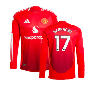 2024-2025 Man Utd Authentic Long Sleeve Home Shirt (Garnacho 17)