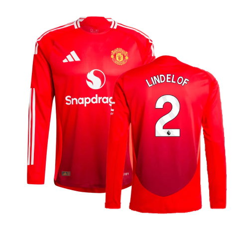 2024-2025 Man Utd Authentic Long Sleeve Home Shirt (Lindelof 2)