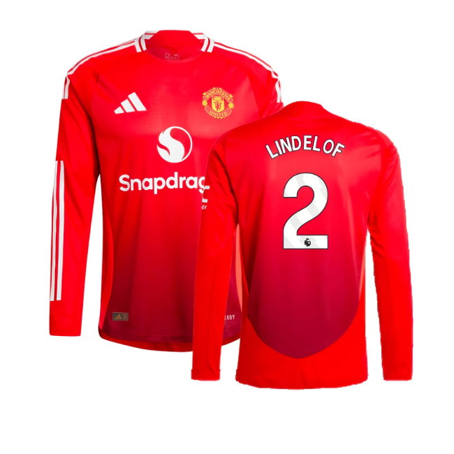 2024-2025 Man Utd Authentic Long Sleeve Home Shirt (Lindelof 2)