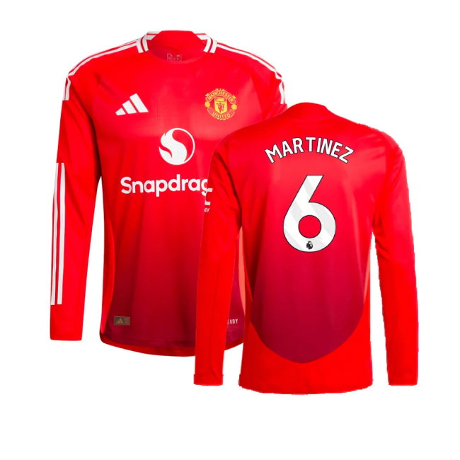 2024-2025 Man Utd Authentic Long Sleeve Home Shirt (Martinez 6)