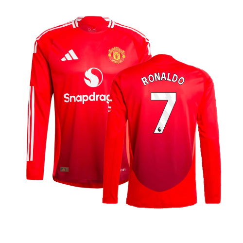 2024-2025 Man Utd Authentic Long Sleeve Home Shirt (Ronaldo 7)
