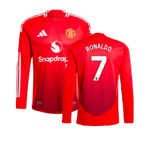 2024-2025 Man Utd Authentic Long Sleeve Home Shirt (Ronaldo 7)