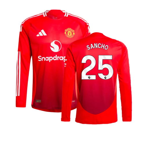2024-2025 Man Utd Authentic Long Sleeve Home Shirt (Sancho 25)