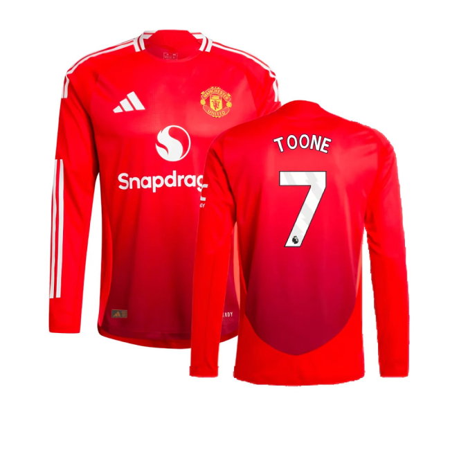 2024-2025 Man Utd Authentic Long Sleeve Home Shirt (Toone 7)