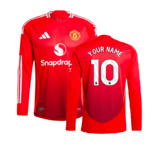 2024-2025 Man Utd Authentic Long Sleeve Home Shirt (Your Name)