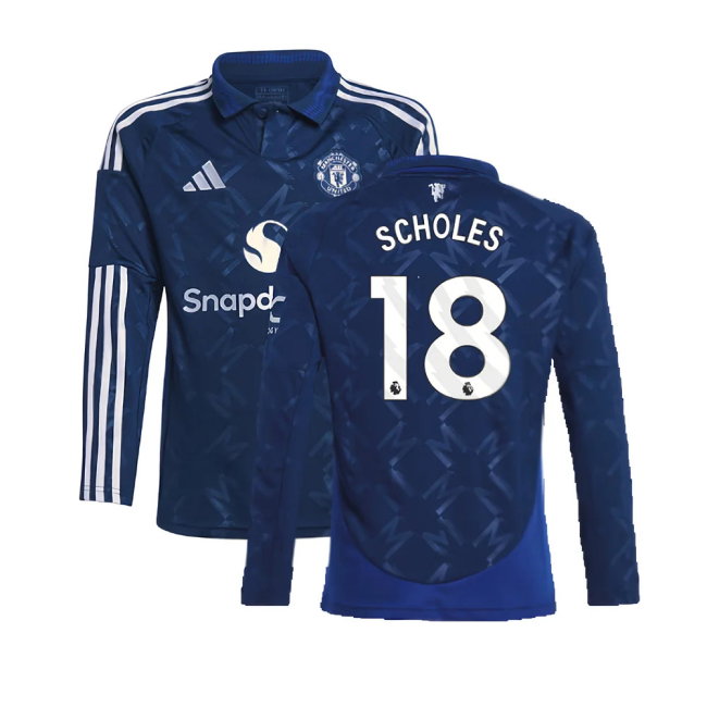 2024-2025 Man Utd Long Sleeve Away Shirt (Kids) (Scholes 18)