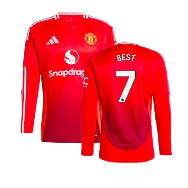 2024-2025 Man Utd Long Sleeve Home Shirt (Best 7)