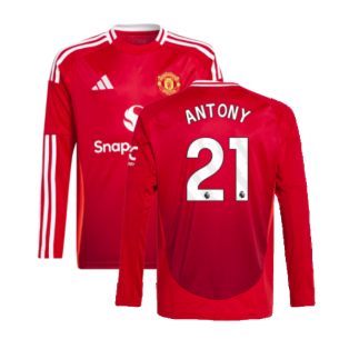 2024-2025 Man Utd Long Sleeve Home Shirt (Kids) (Antony 21)