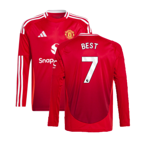 2024-2025 Man Utd Long Sleeve Home Shirt (Kids) (Best 7)