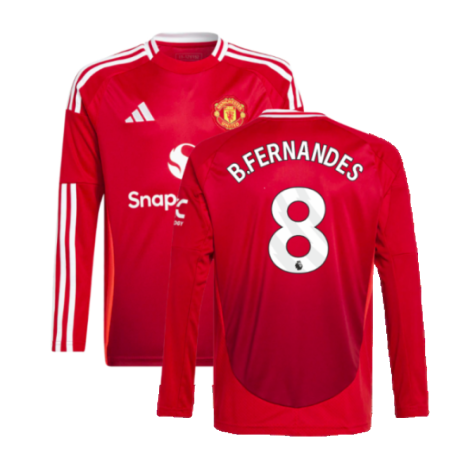 2024-2025 Man Utd Long Sleeve Home Shirt (Kids) (B.Fernandes 8)